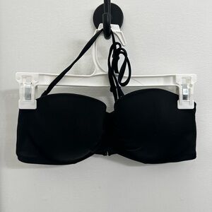 Black Strapless Women's Bathing Suit Top with Tie